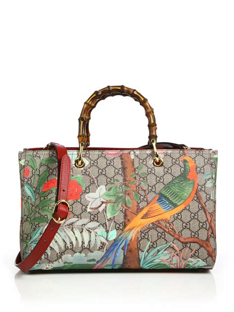 gucci tian bamboo tote|Gucci tote with bamboo handles.